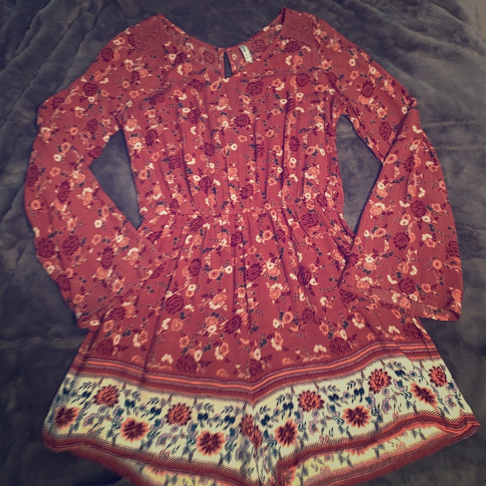 Floral Romper with Bell Sleeves